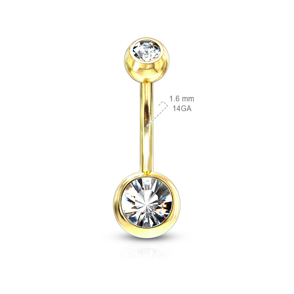 Double Press Fit Jeweled Gold IP over 316L surgical Steel Belly Button Rings Belly Button Ring Skin Metals