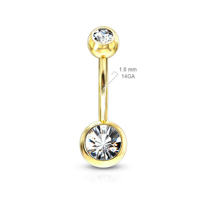 Double Press Fit Jeweled Gold IP over 316L surgical Steel Belly Button Rings Belly Button Ring Skin Metals