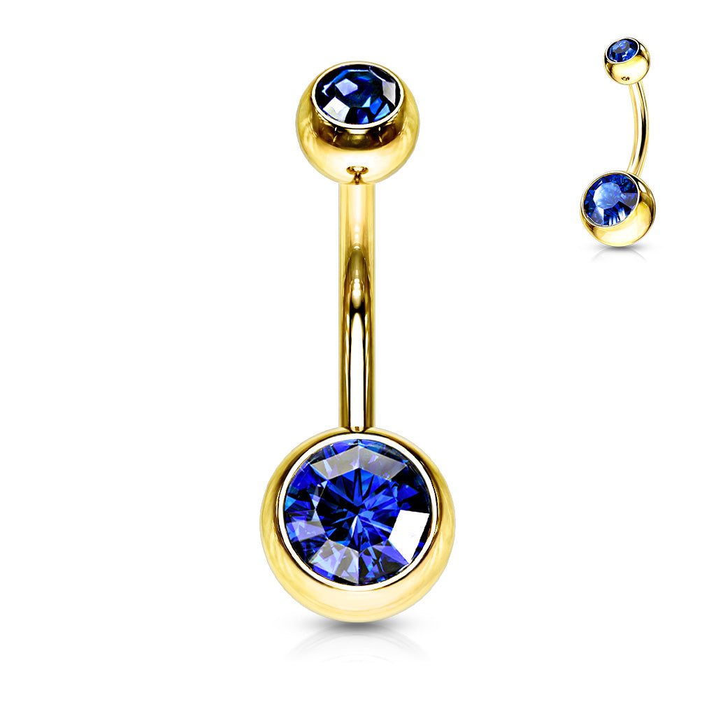 Double Press Fit Jeweled Gold IP over 316L surgical Steel Belly Button Rings Belly Button Ring Skin Metals
