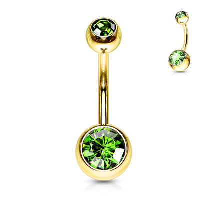Double Press Fit Jeweled Gold IP over 316L surgical Steel Belly Button Rings Belly Button Ring Skin Metals