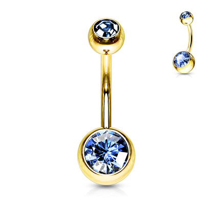 Double Press Fit Jeweled Gold IP over 316L surgical Steel Belly Button Rings Belly Button Ring Skin Metals