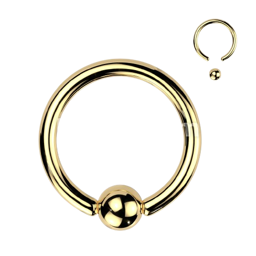 Captive Bead Rings Gold IP Over 316L Surgical Stainless Steel Captive Bead Skin Metals