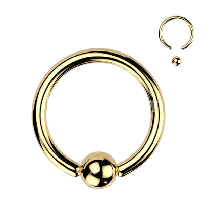 Captive Bead Rings Gold IP Over 316L Surgical Stainless Steel Captive Bead Skin Metals