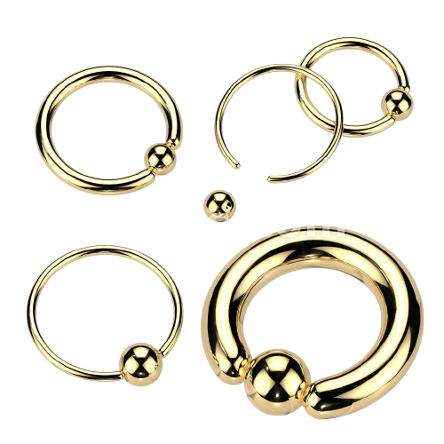 Captive Bead Rings Gold IP Over 316L Surgical Stainless Steel Captive Bead Skin Metals