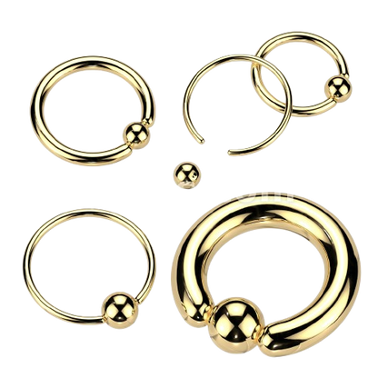 Captive Bead Rings Gold IP Over 316L Surgical Stainless Steel Captive Bead Skin Metals