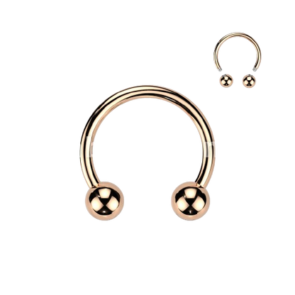 Rose Gold IP Over 316L Surgical Steel Horseshoe Circular Barbell Ring Horseshoe Skin Metals