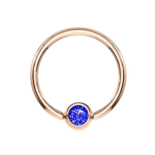 Rose Gold IP Over 316L Surgical Steel Gem Set Ball Captive Rings Captive Bead Skin Metals