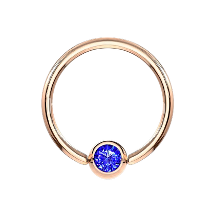 Rose Gold IP Over 316L Surgical Steel Gem Set Ball Captive Rings Captive Bead Skin Metals
