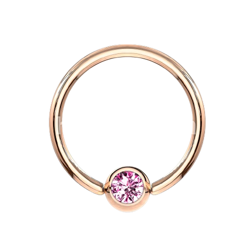Rose Gold IP Over 316L Surgical Steel Gem Set Ball Captive Rings Captive Bead Skin Metals