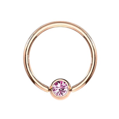 Rose Gold IP Over 316L Surgical Steel Gem Set Ball Captive Rings Captive Bead Skin Metals