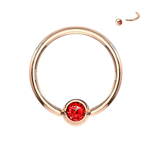 Rose Gold IP Over 316L Surgical Steel Gem Set Ball Captive Rings Captive Bead Skin Metals