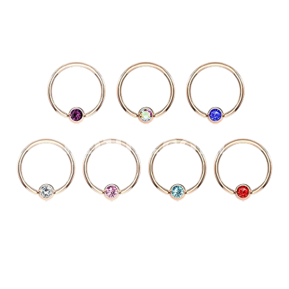 Rose Gold IP Over 316L Surgical Steel Gem Set Ball Captive Rings Captive Bead Skin Metals