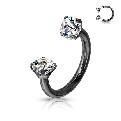 Prong Set Round CZ Internally Threaded 316L Surgical Steel Circular Barbell/Horseshoe Horseshoe Skin Metals