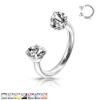 Prong Set Round CZ Internally Threaded 316L Surgical Steel Circular Barbell/Horseshoe Horseshoe Skin Metals