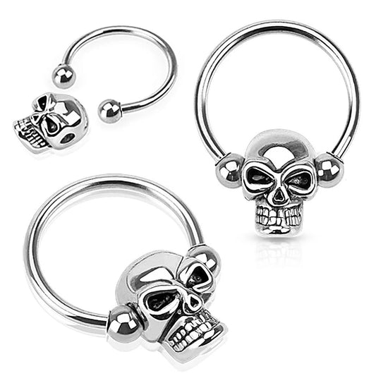 Skull Captive 316L Surgical Steel Horseshoe/Circular Barbells Horseshoe Skin Metals