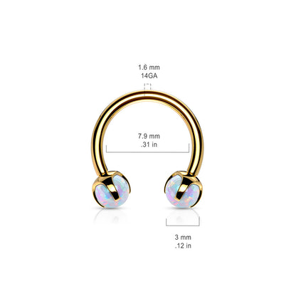 Surgical Steel Internally Threaded Claw Opals on Horseshoes for Cartilage Daith Eyebrow Septum Eyebrow Ring Impulse Piercings