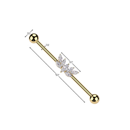 Surgical Steel Marquise CZ Fan Industrial Barbell Industrial Barbell Skin Metals