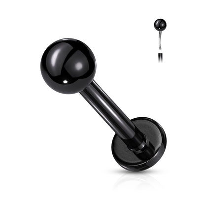 Push In Top Ball PVD Over 316L Surgical Steel Threadless Labret, Monroe, Flat Back Stud Labret Skin Metals
