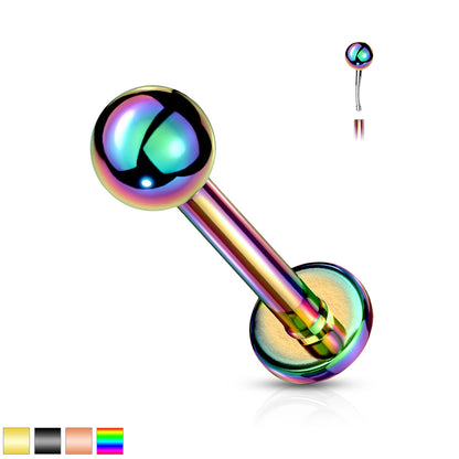 Push In Top Ball PVD Over 316L Surgical Steel Threadless Labret, Monroe, Flat Back Stud Labret Skin Metals