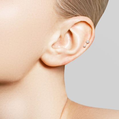 CZ Prong Set Threadless Top PVD Over 316L Surgical Steel Push in Style Labret, Flat Back Studs Labret Skin Metals
