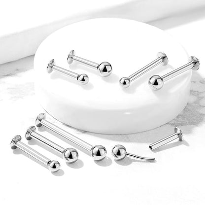 Push In Top Ball 316L Surgical Steel Threadless Labret, Monroe, Flat Back Stud With 3mm Convex Base Labret Impulse Piercings