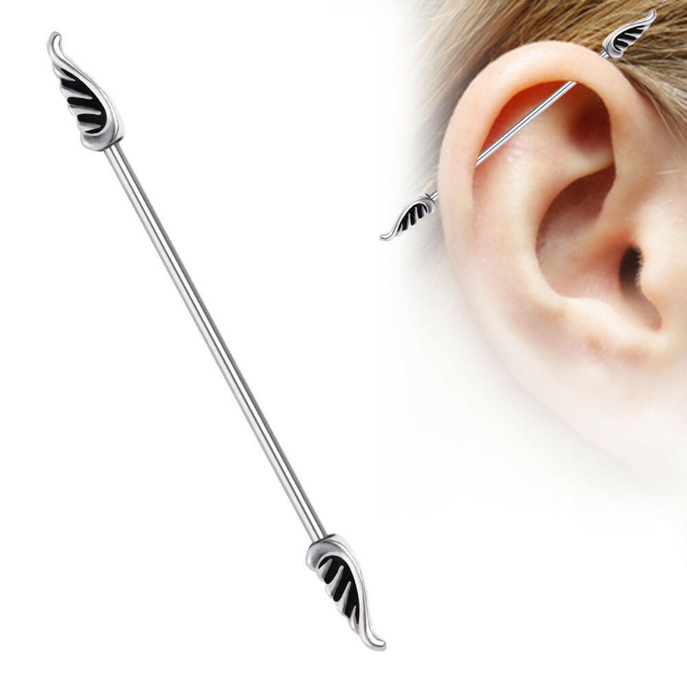 316L Surgical Steel Industrial Barbell with Wings Industrial Barbell Impulse Piercings