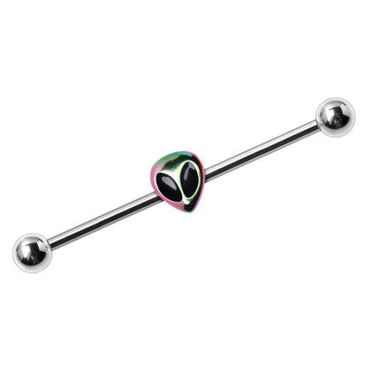 Stainless Steel Rainbow Alien Industrial Barbell Industrial Barbell Skin Metals
