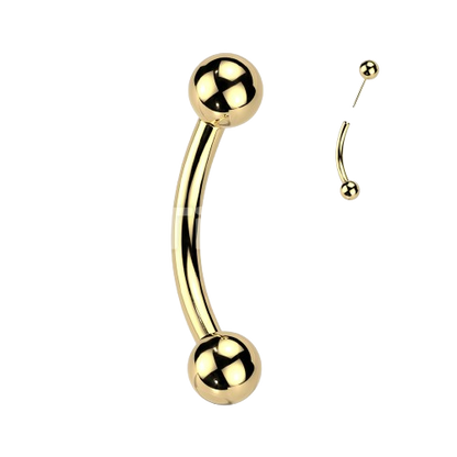 Implant Grade Titanium Threadless Push In Curved Barbell With One Fixed Ball Barbell Skin Metals