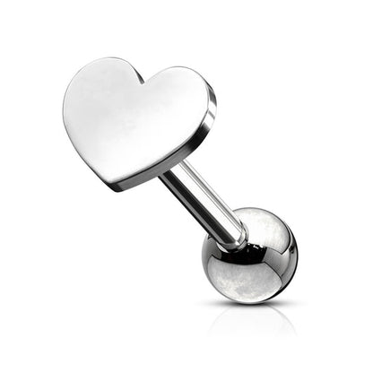 Flat Heart Top 316L Surgical Steel Cartilage, Tragus Barbell Studs Barbell Impulse Piercings Steel