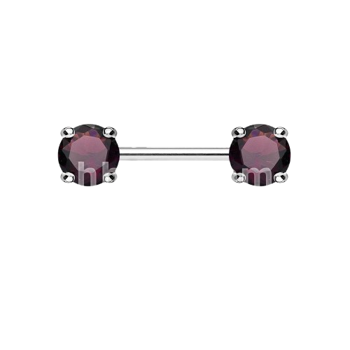 Double Front Facing Round Prong Set CZs 316L Surgical Steel Nipple Bar Nipple Barbell Skin Metals