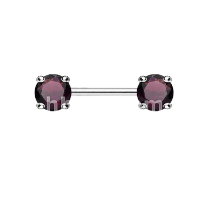 Double Front Facing Round Prong Set CZs 316L Surgical Steel Nipple Bar Nipple Barbell Skin Metals