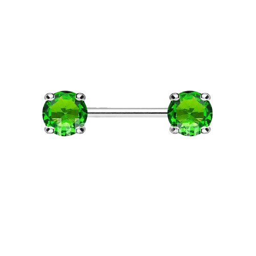 Double Front Facing Round Prong Set CZs 316L Surgical Steel Nipple Bar Nipple Barbell Skin Metals