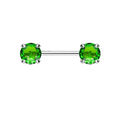 Double Front Facing Round Prong Set CZs 316L Surgical Steel Nipple Bar Nipple Barbell Skin Metals