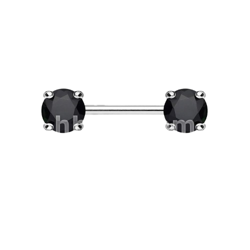 Double Front Facing Round Prong Set CZs 316L Surgical Steel Nipple Bar Nipple Barbell Skin Metals