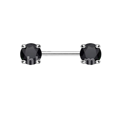 Double Front Facing Round Prong Set CZs 316L Surgical Steel Nipple Bar Nipple Barbell Skin Metals