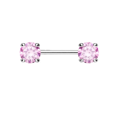 Double Front Facing Round Prong Set CZs 316L Surgical Steel Nipple Bar Nipple Barbell Skin Metals