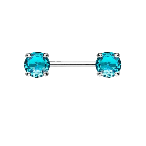 Double Front Facing Round Prong Set CZs 316L Surgical Steel Nipple Bar Nipple Barbell Skin Metals