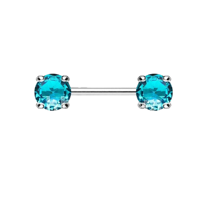 Double Front Facing Round Prong Set CZs 316L Surgical Steel Nipple Bar Nipple Barbell Skin Metals