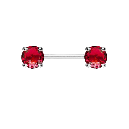 Double Front Facing Round Prong Set CZs 316L Surgical Steel Nipple Bar Nipple Barbell Skin Metals