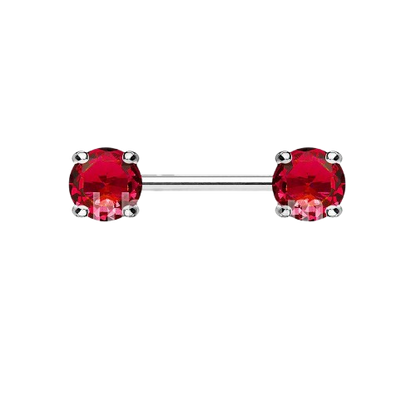 Double Front Facing Round Prong Set CZs 316L Surgical Steel Nipple Bar Nipple Barbell Skin Metals
