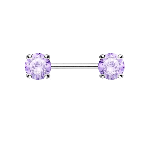Double Front Facing Round Prong Set CZs 316L Surgical Steel Nipple Bar Nipple Barbell Skin Metals