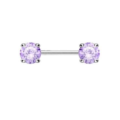 Double Front Facing Round Prong Set CZs 316L Surgical Steel Nipple Bar Nipple Barbell Skin Metals