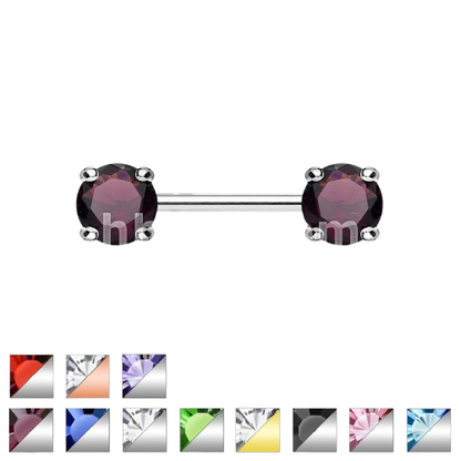 Double Front Facing Round Prong Set CZs 316L Surgical Steel Nipple Bar Nipple Barbell Skin Metals