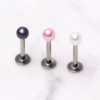 316L Stainless Steel Labret with Pearl Acrylic Ball - Skin Metals