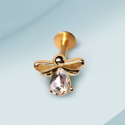 Gold Plated Jeweled Bee Labret - Skin Metals