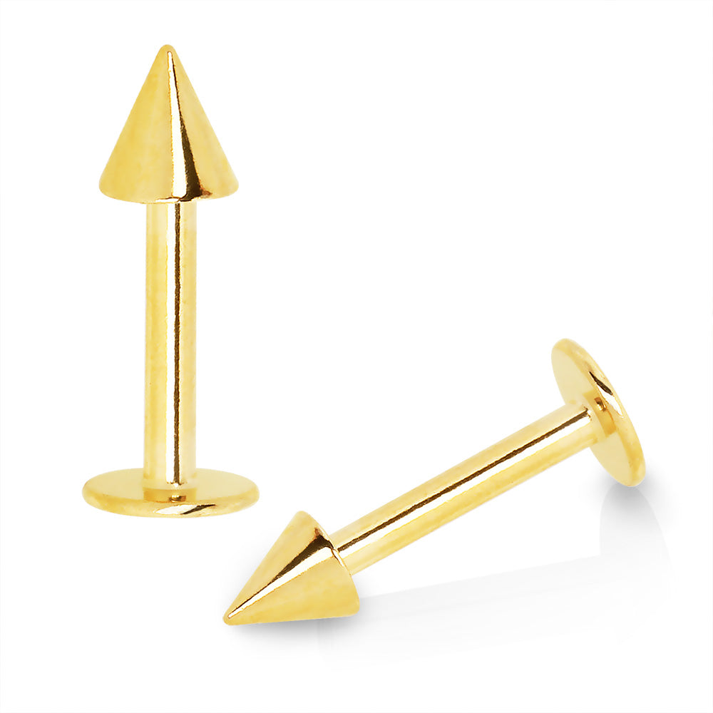 Gold Plated 316L Stainless Steel Labret with Spike - Skin Metals