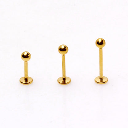 Gold Plated Titanium Threadless Labret with Solid Ball - Skin Metals