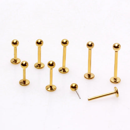 Gold Plated Titanium Threadless Labret with Solid Ball - Skin Metals