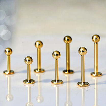 Gold Plated Titanium Threadless Labret with Solid Ball - Skin Metals