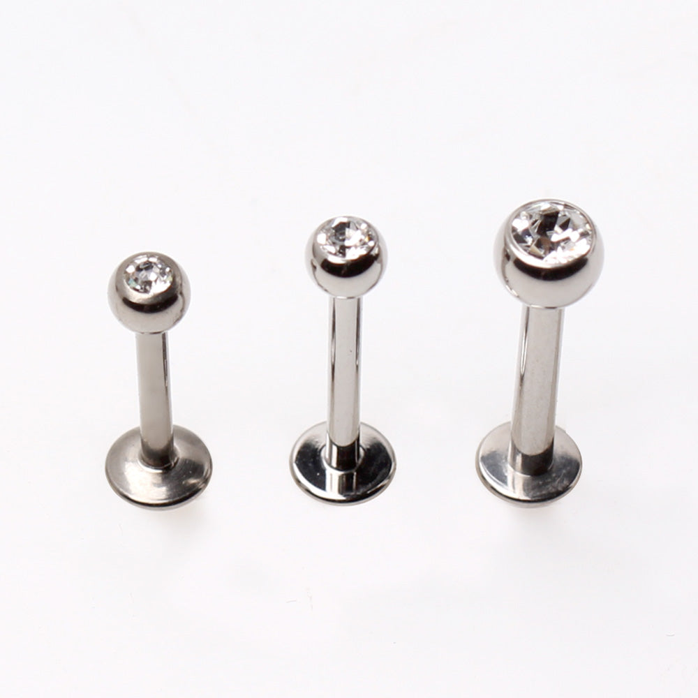 Implant Grade Titanium Labret with Clear CZ Ball - Skin Metals